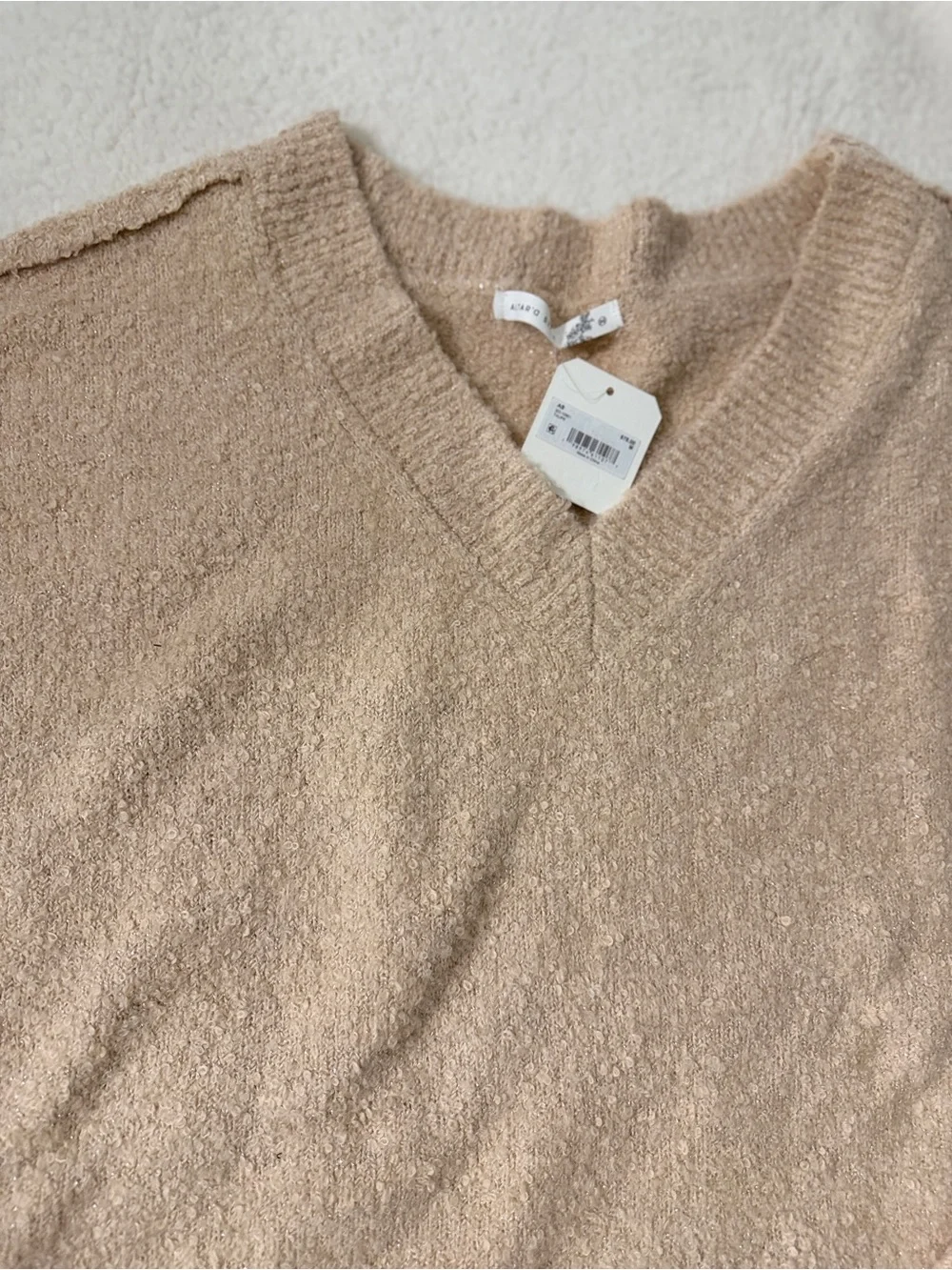 ALTAR’D STATE Cozy V-Neck Women's Sweater in Beige with sparkles in it SIZE MED